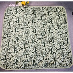 IKEA TROLLDOM Baby Play Mat Quilted Woodland Nursery Forest Animals Green 38x38